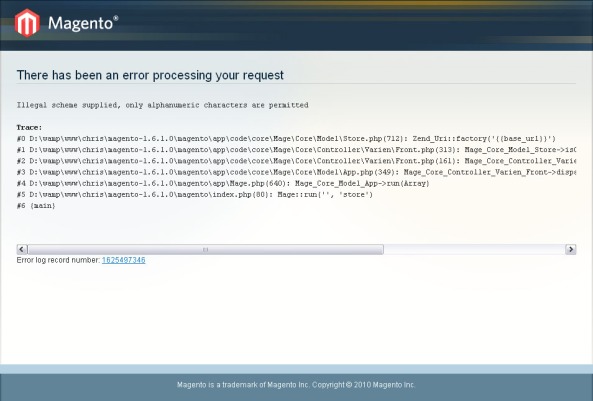 การแสดง Error Message ของ Magento ที่หน้าเว็ยบไซต์